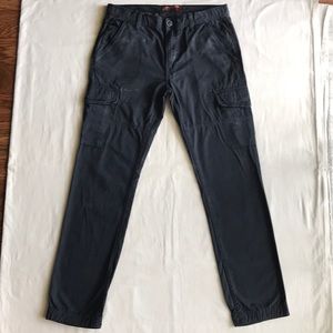 Navy Blue Slim Tapered Fit Cargo Pants